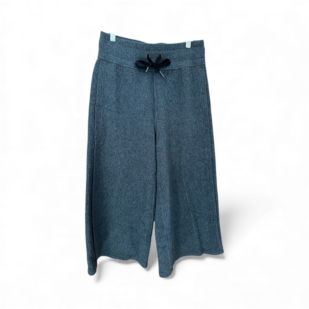 Lululemon Retreat Yourself Yoga Wide Leg Crop Pants, Women's 4, Ribbed Dark Grey - Picture 3 of 6
